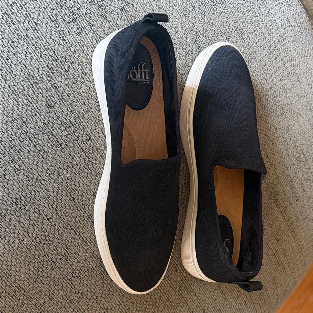 Sofft Women's Black Canvas w leather accent Slip-On Flats - Picture 2 of 5